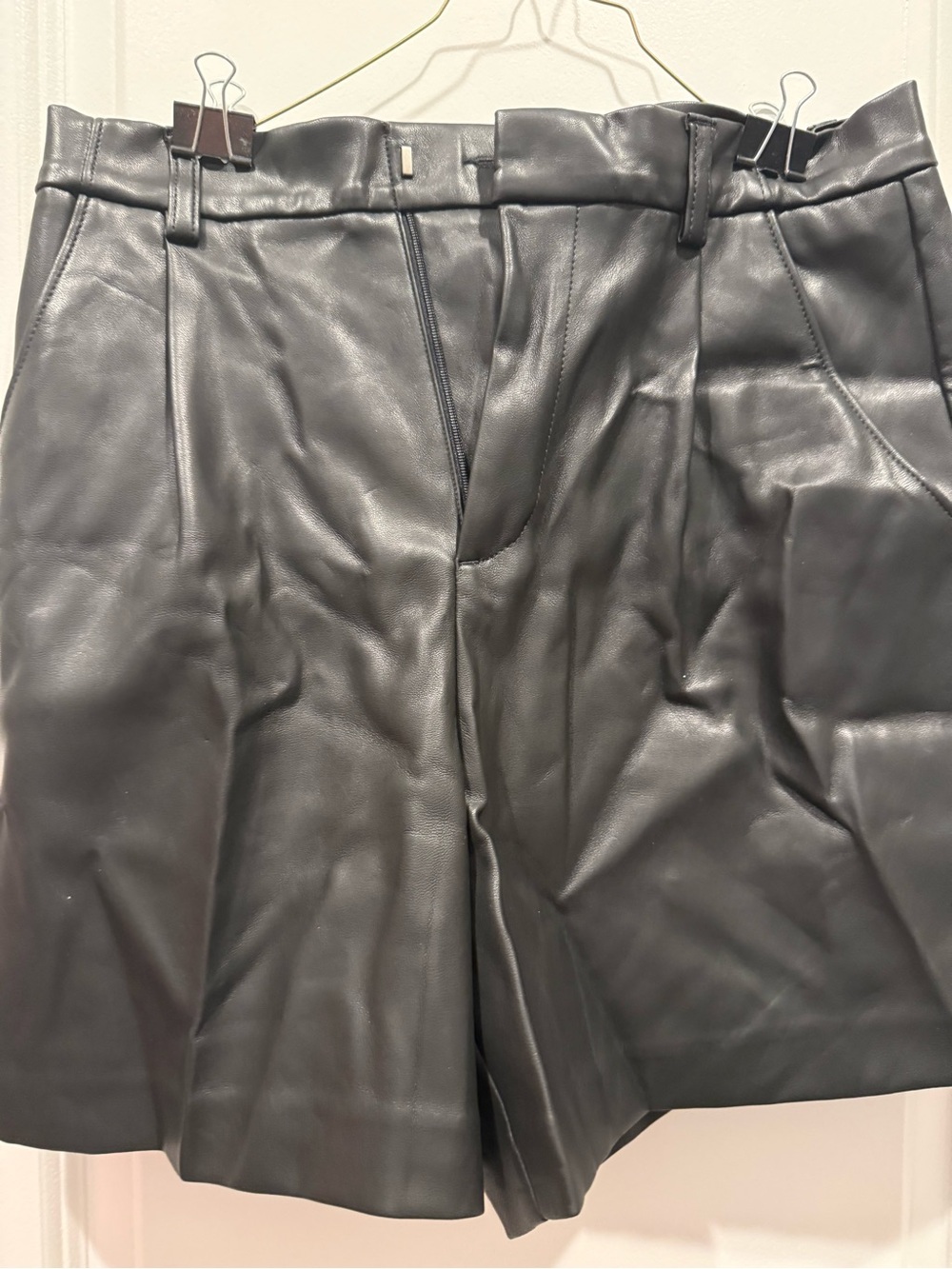 Banana Republic Black Faux Leather Flat-Front Women's Shorts
